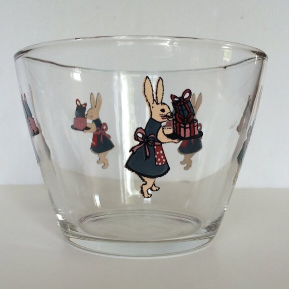 IKEA Christmas Bunny Rabbit w\Gifts Bowl Clear Glass Made in France - Picture 4 of 8